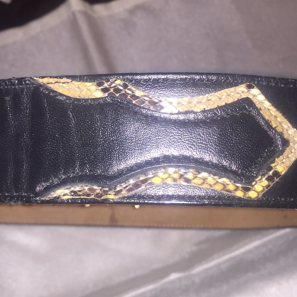 Black leather and snake skin belt - Picture 4 of 8